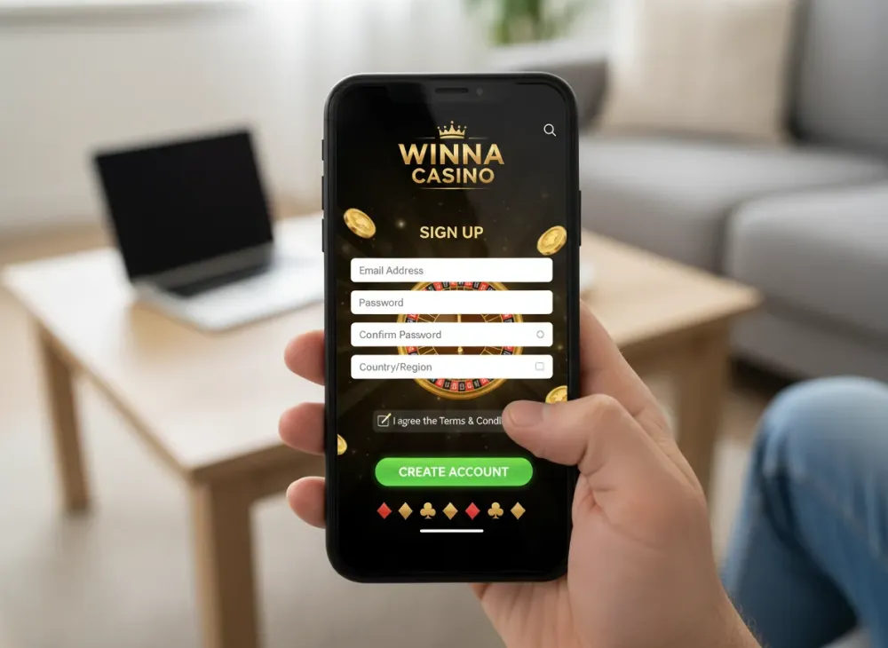 Winna sign up guide for casino account creation
